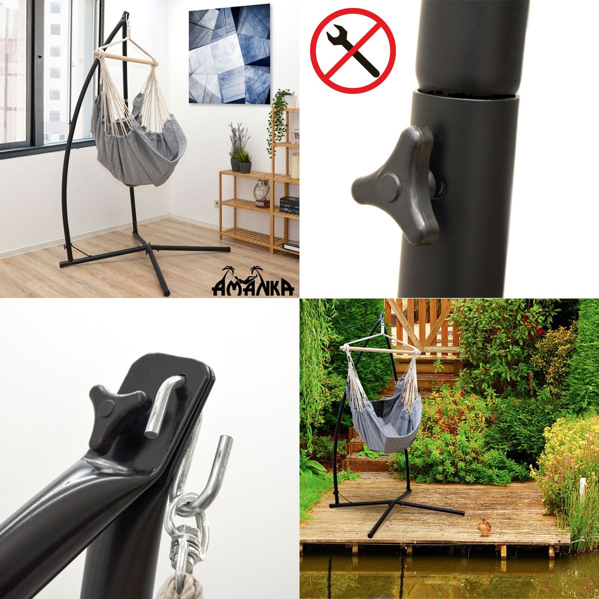 AMANKA 215 cm Freistehendes Hängestuhlgestell