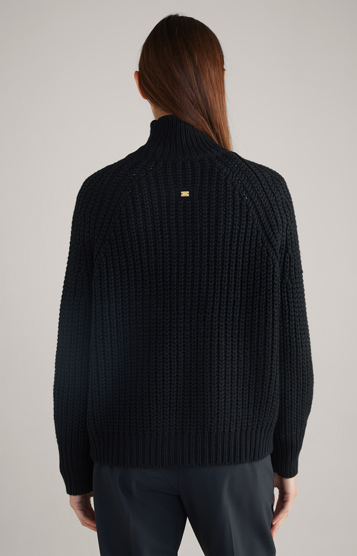 Schurwoll-Mix-Pullover in Schwarz