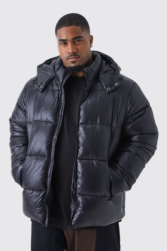 Plus hochglänzende Steppjacke