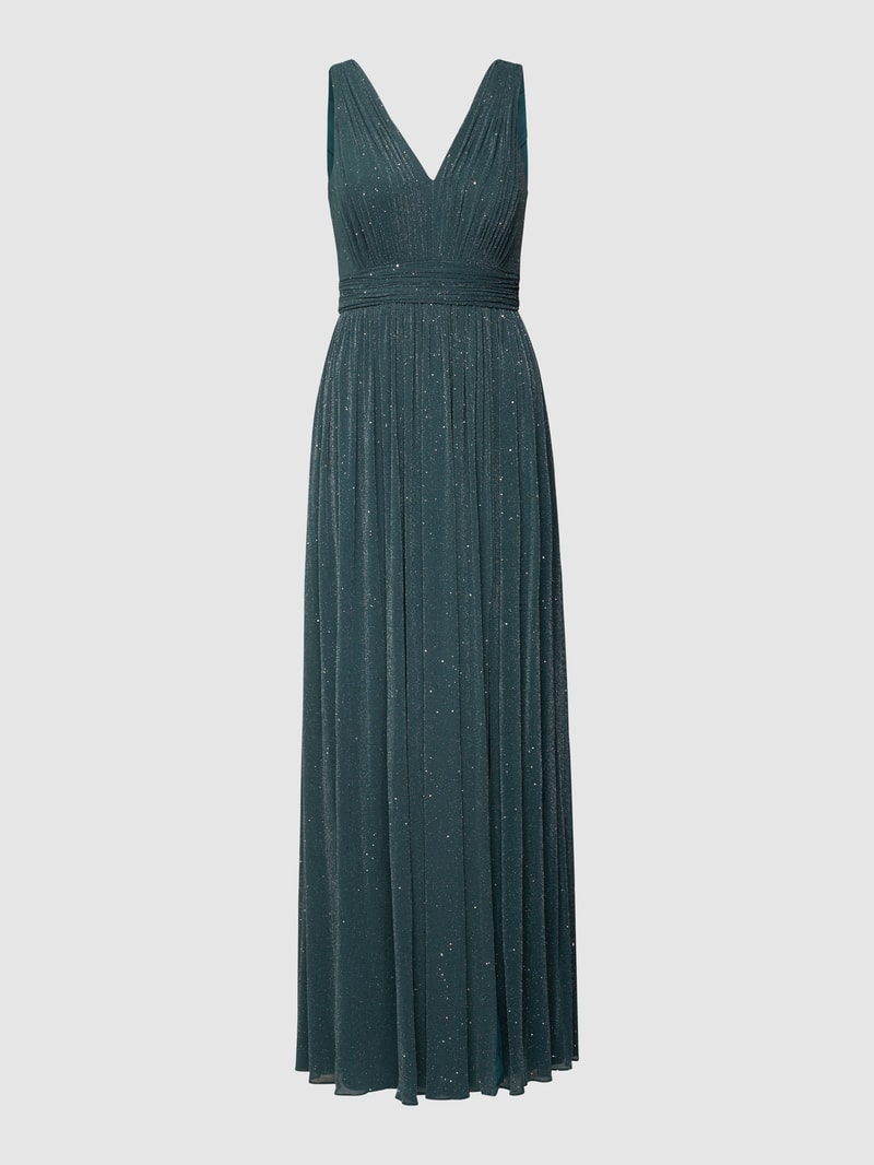 Abendkleid in schimmerndem Design in dunkelgrün