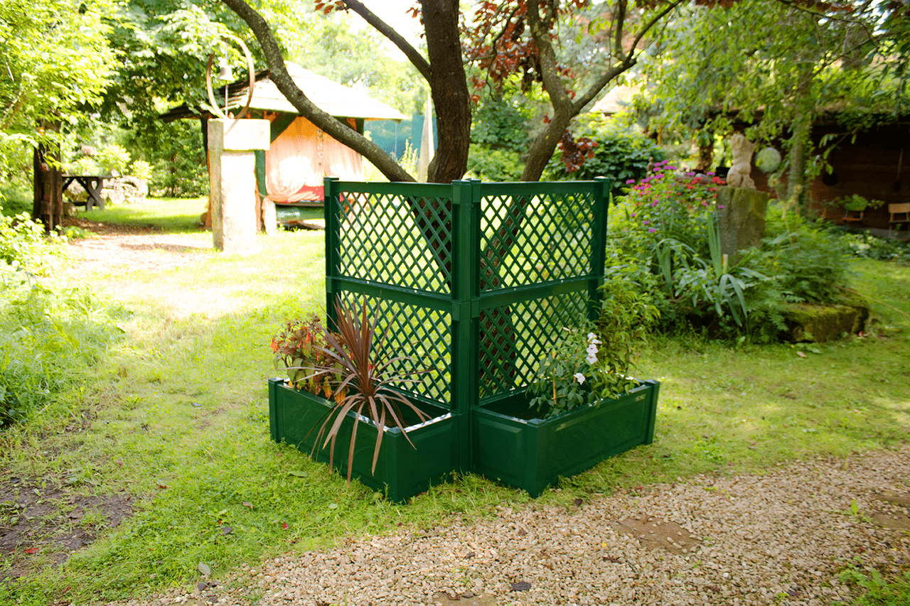 KHW KHW Pflanzkasten groß mit Spalier (2-tlg.) 100 cm grün - 2er Set