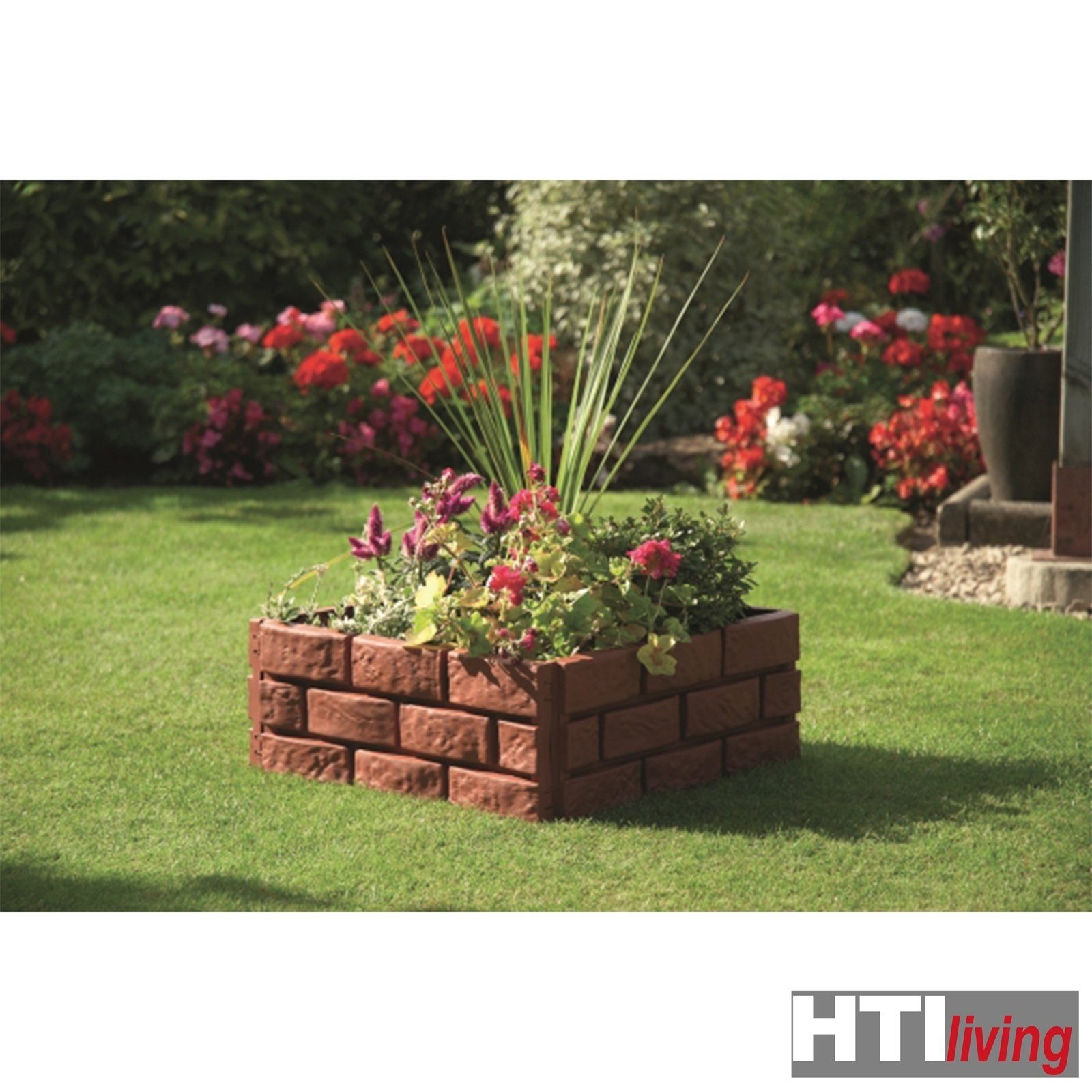 HTI-Living Beetumrandung Beeteinfassung Steinmauer Terracotta Nessa, Beetbegrenzung Beetumrandung