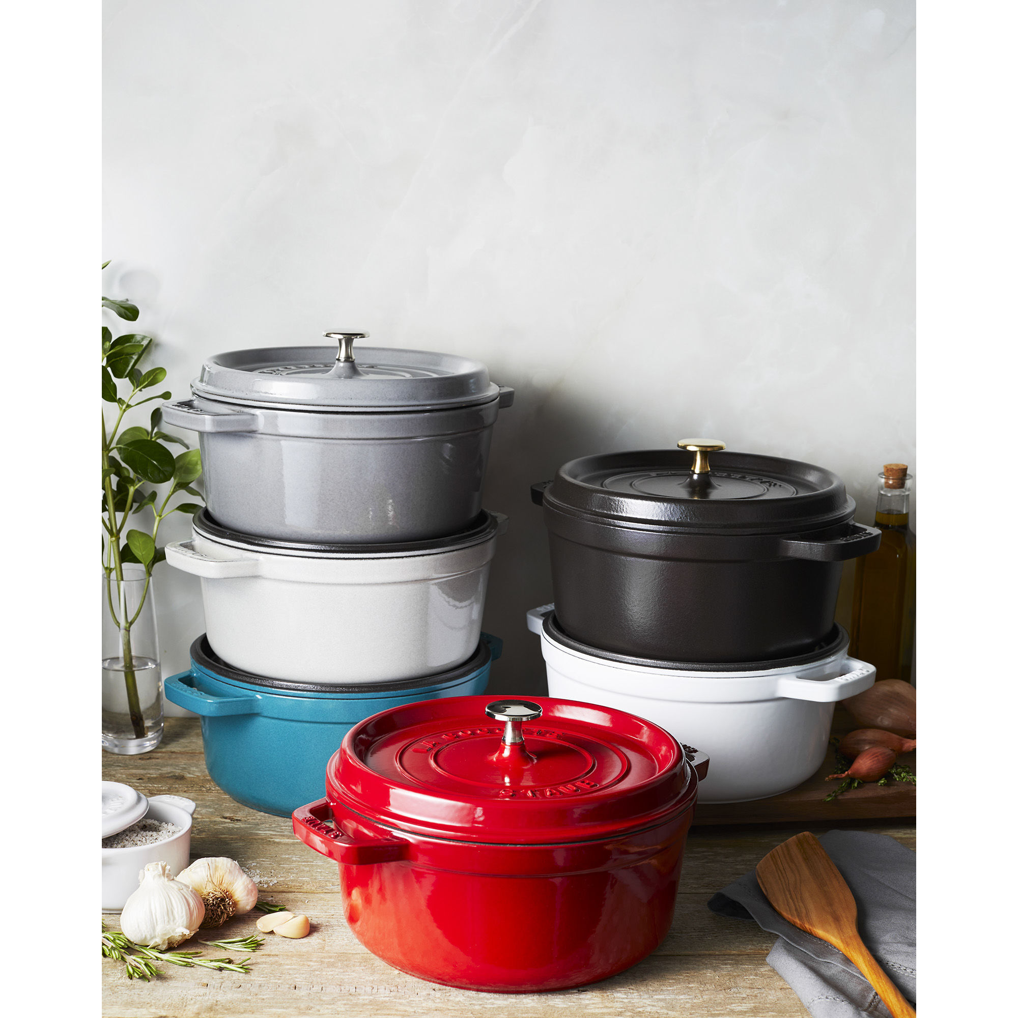 Cocotte 24 cm, rund, Weisser Trüffel, Gusseisen