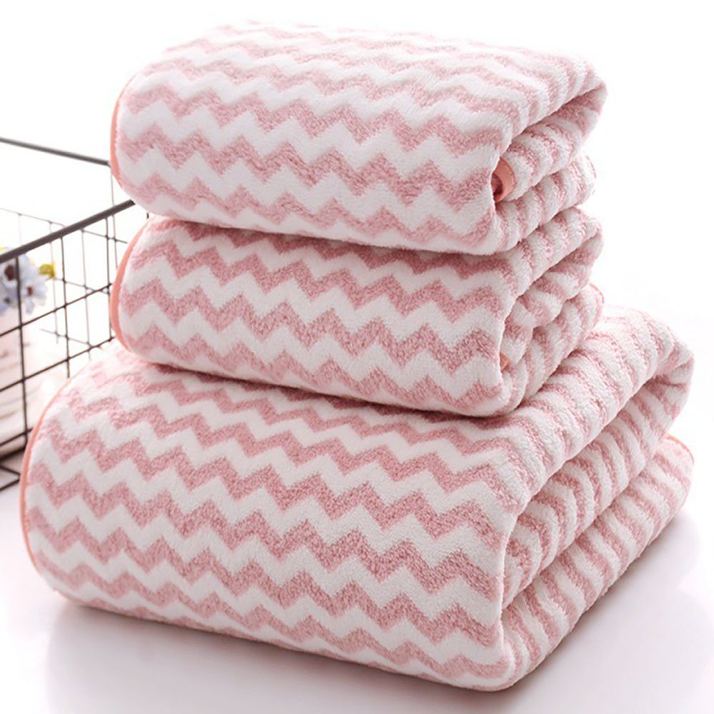 Deliana.home Badetücher Dreiteiliges Set, verdicktes Korallensamthandtuch, saugfähig, Badetuch, Hautfreundliches Handtuch für den Haushalt