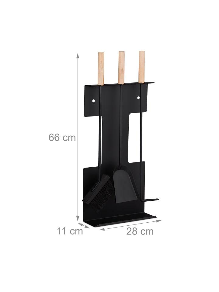 relaxdays 4 teiliges Kaminbesteck in Schwarz günstig kaufen onesize