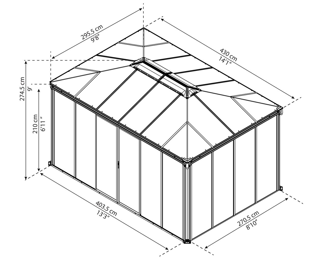 Canopia by Palram Ledro 3 X 4.3 geschlossener Pavillon, anthrazit, bronze