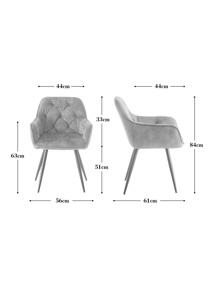 B&D Home 2er-Set: Esszimmerstuhl DIETER in Anthrazit - (B)56 x (H)84 x (T)61 cm günstig kaufen onesize