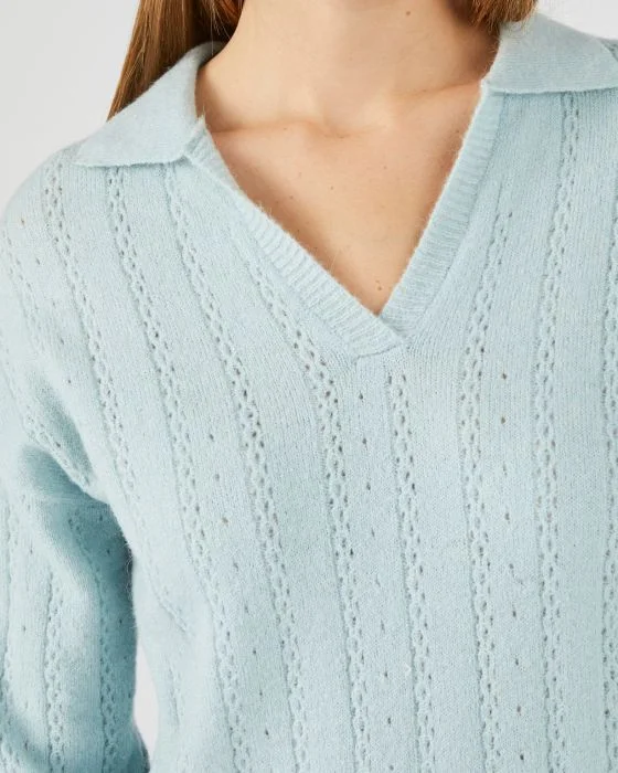 Pull col polo mélange alpaga