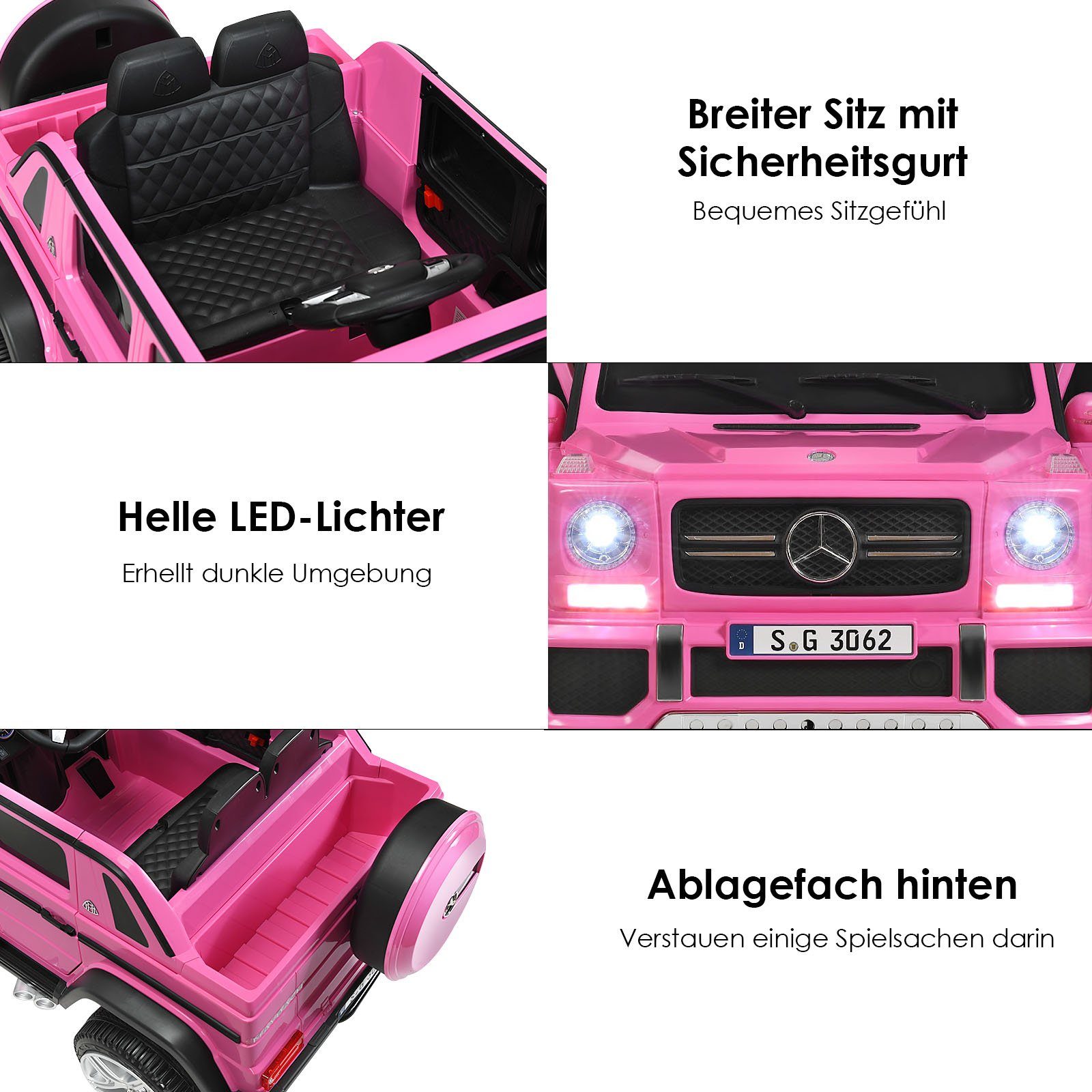 COSTWAY Elektro-Kinderauto Mercedes Benz, mit Musik & LED, 2,5-5,5km/h