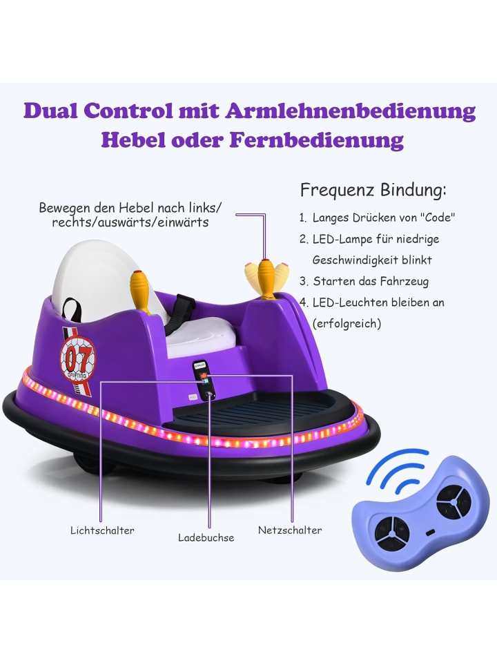 COSTWAY 6V Autoscooter mit Fernbedienung in Lila günstig kaufen onesize