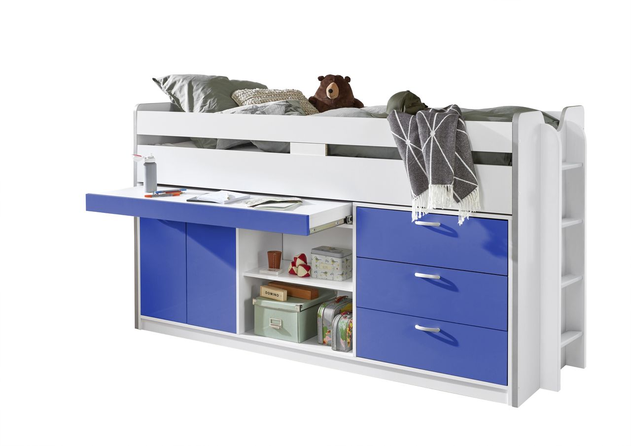 Relita Hochbett Bonny LF 90x200 cm, mit Regal, Schubladenelement und Schreibtisch