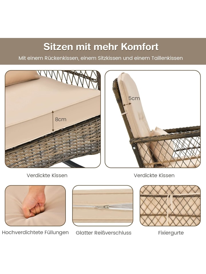 COSTWAY 3 tlg. Gartenmöbel Set in Beige günstig kaufen onesize