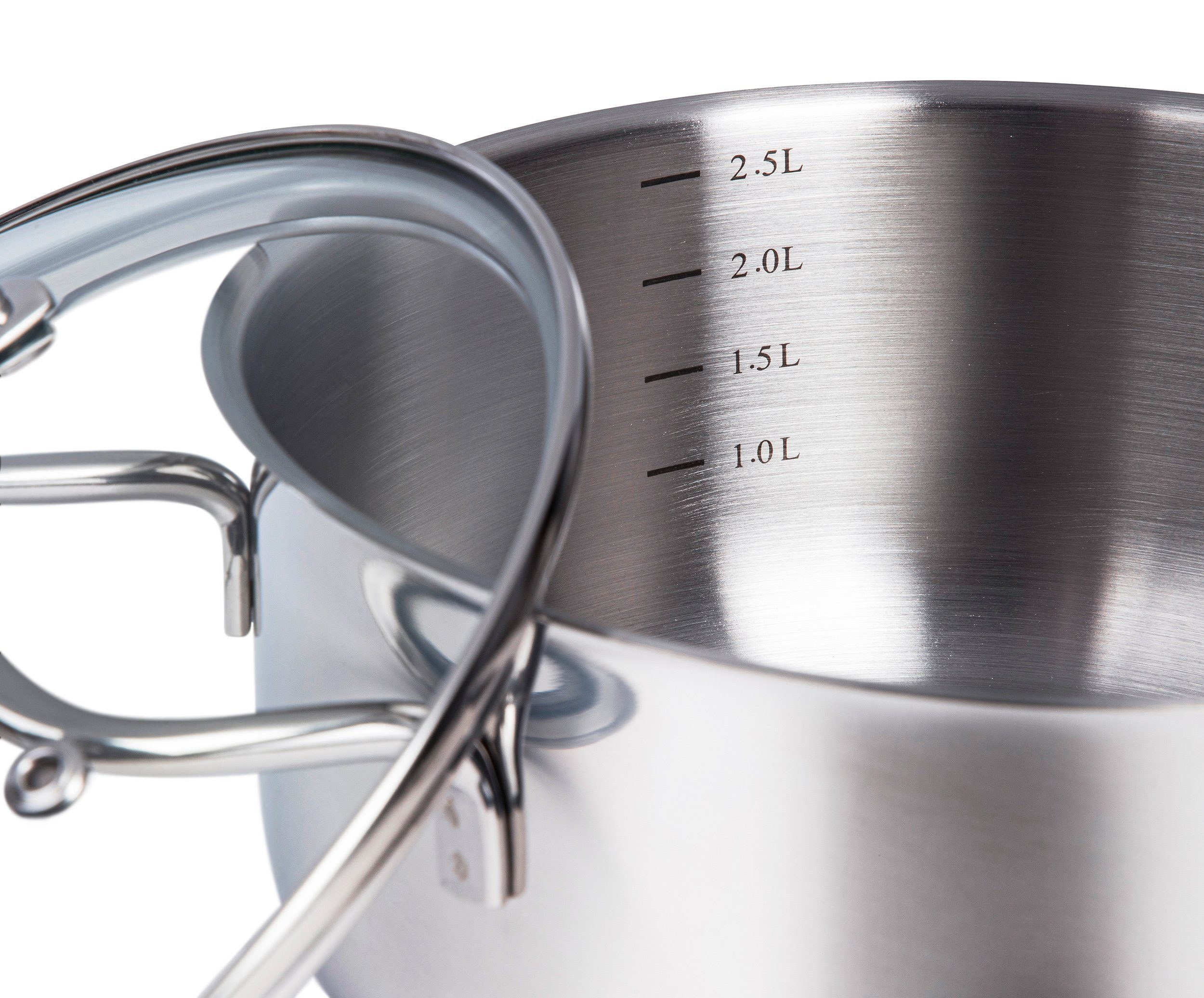Karcher Topf-Set Jovita, Edelstahl (10-tlg), inkl. 4 Glasdeckel, integrierte Literskala, Induktion