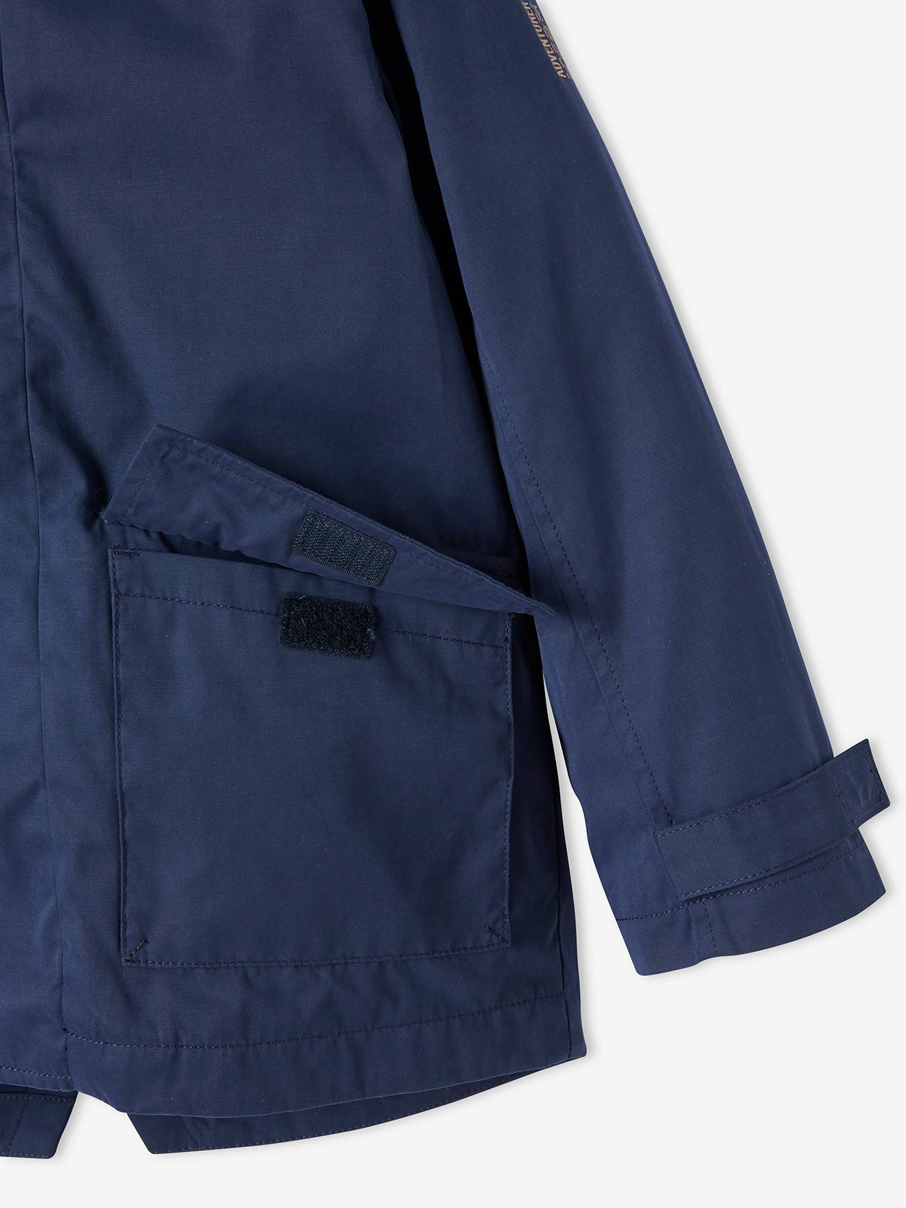 Parka 3 en 1 garçon mi-saison bleu grisé