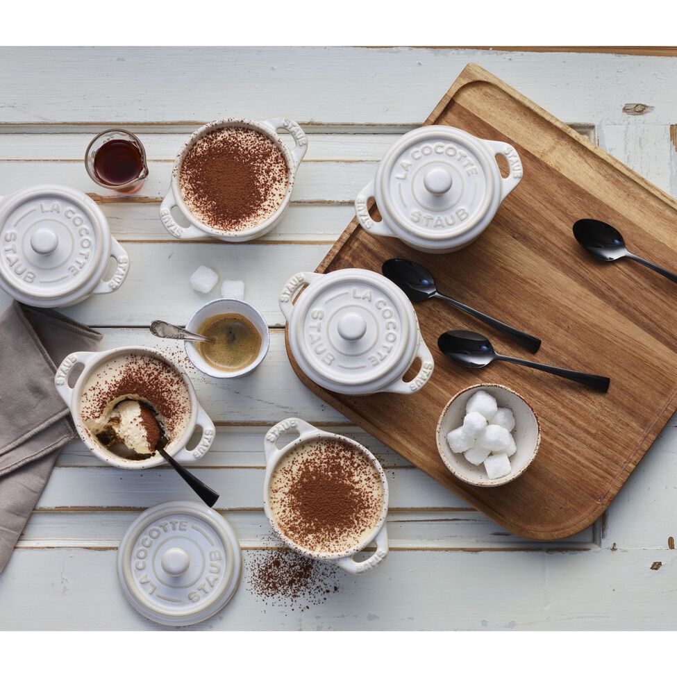 Cocotte Set 4-tlg, rund, Elfenbein-Weiß, Keramik