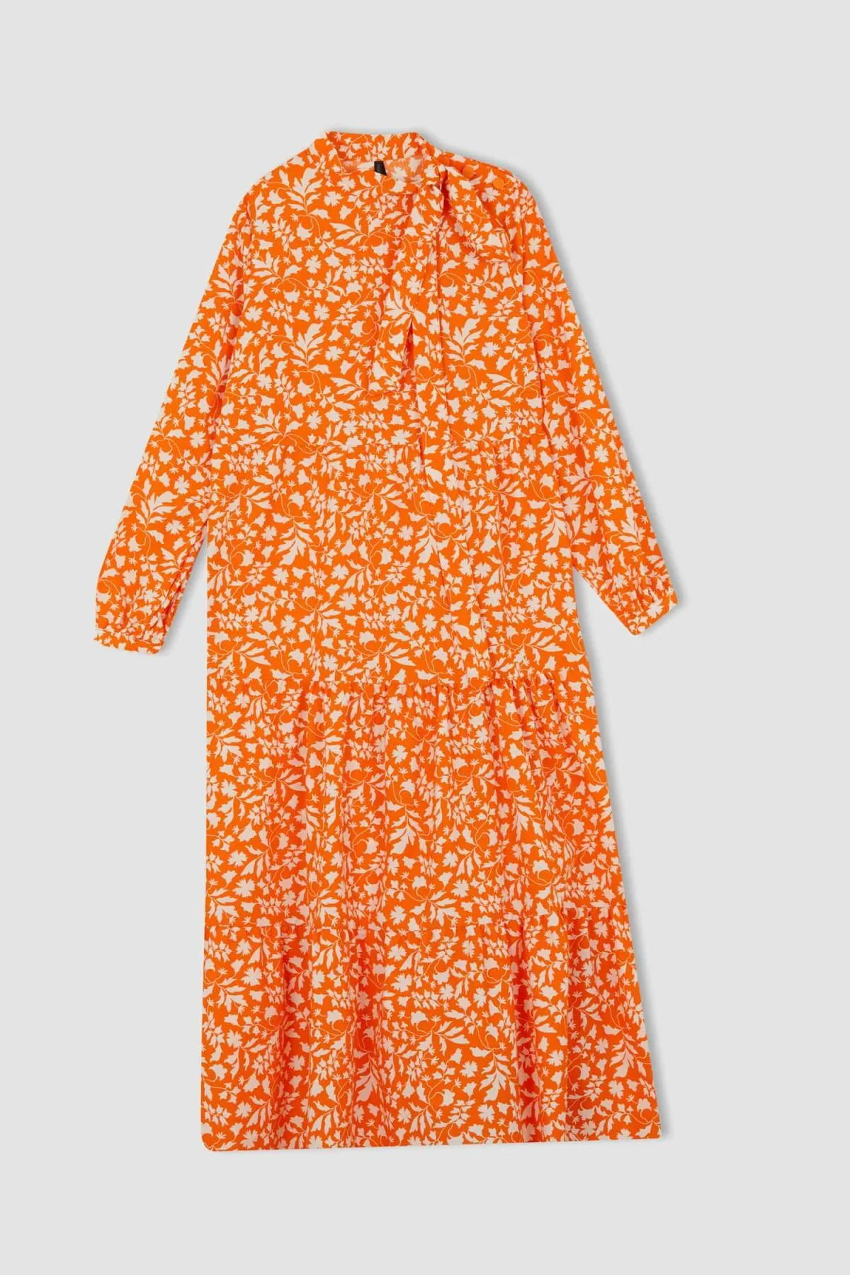 DeFacto  Relax Fit Langarmkleid aus Popeline mit halbem Rollkragen und Blumenmuster Y7835az22hs