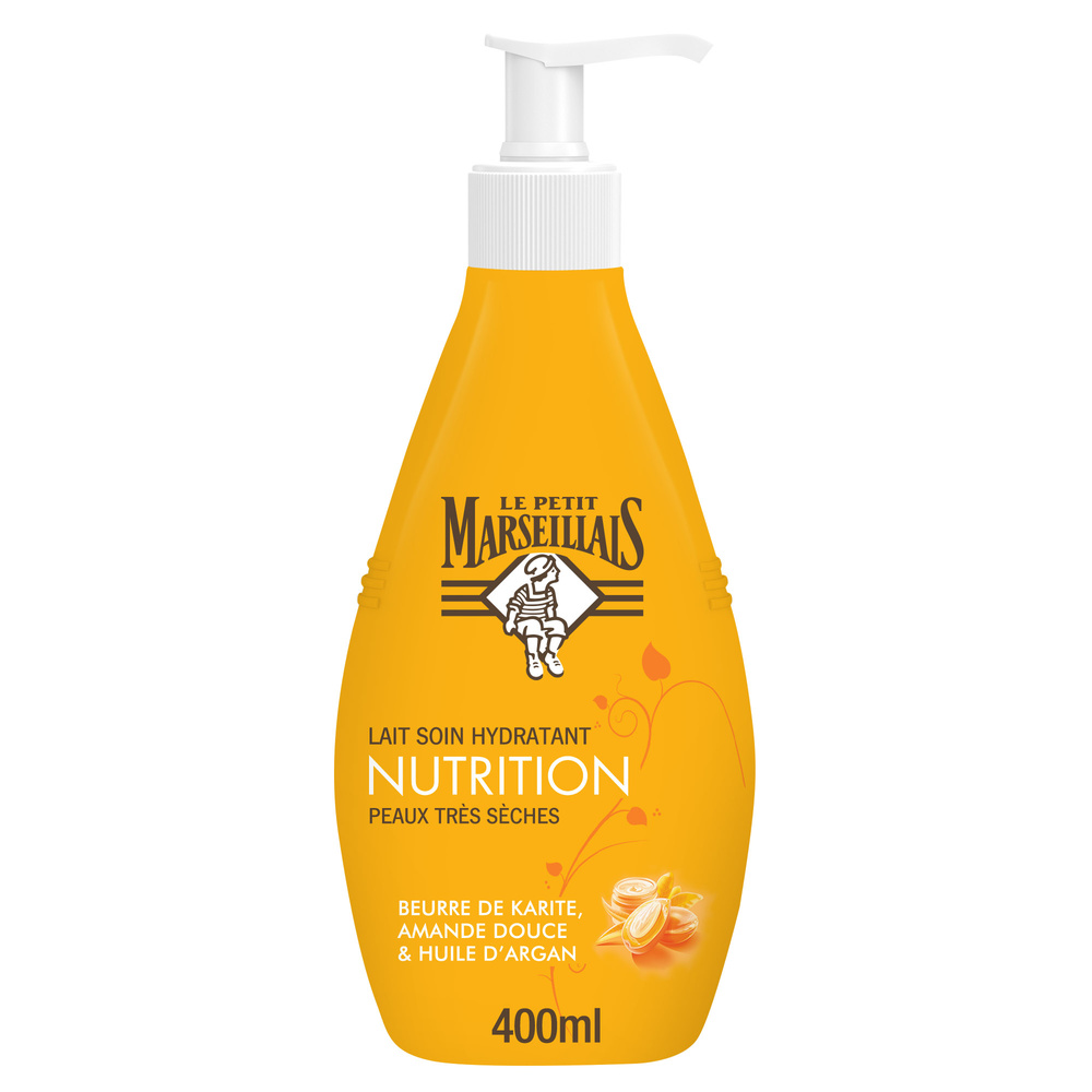 le petit marseillais Lait Soin Hydratant, Beurre de Karité Amande Douce & Huile d'Argan Pompe 400 ml Lait corps