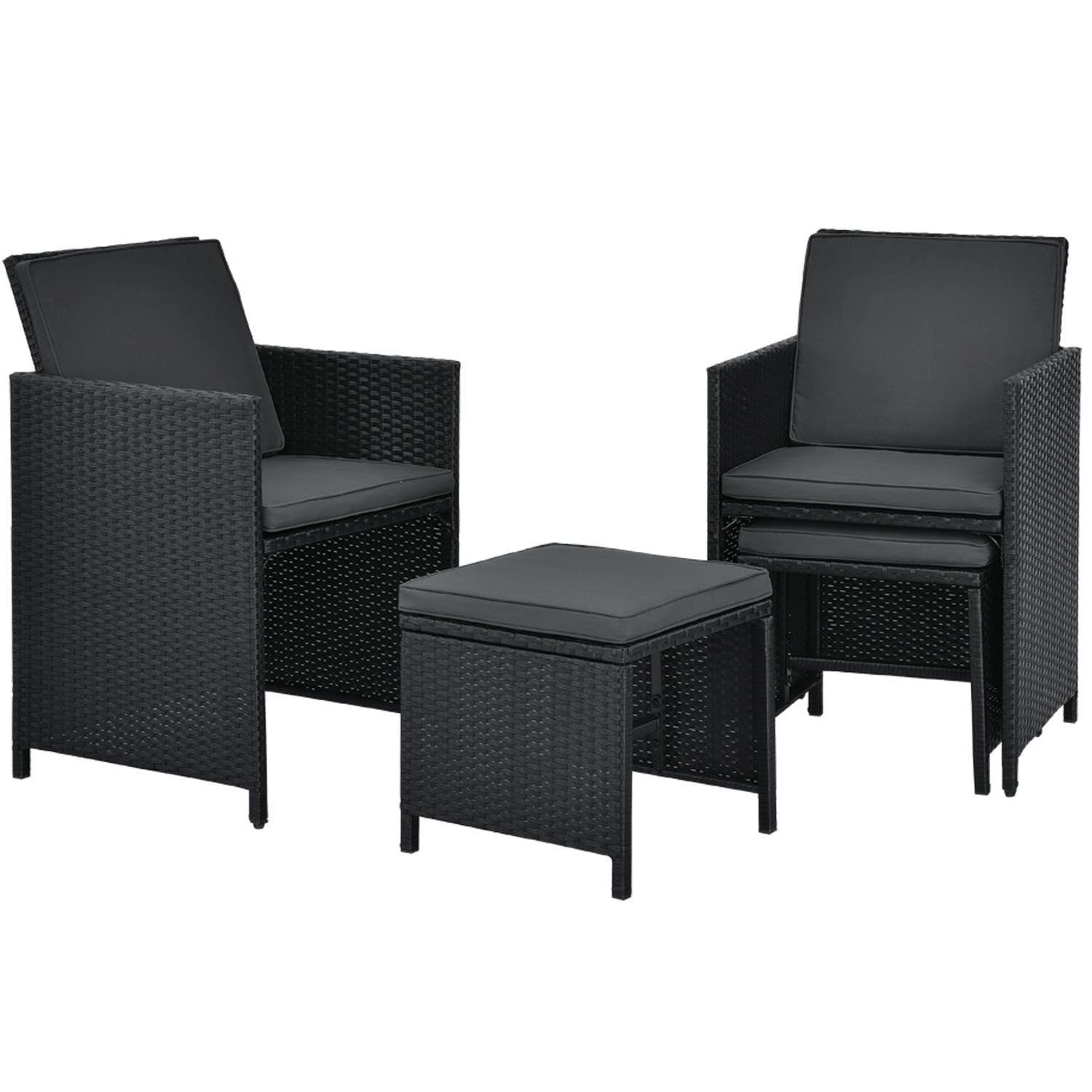 Juskys Garten-Essgruppe Baracoa, (Sitzgruppe), Polyrattan Gartenmöbel Set 9 teilig aus wetterfestem Material