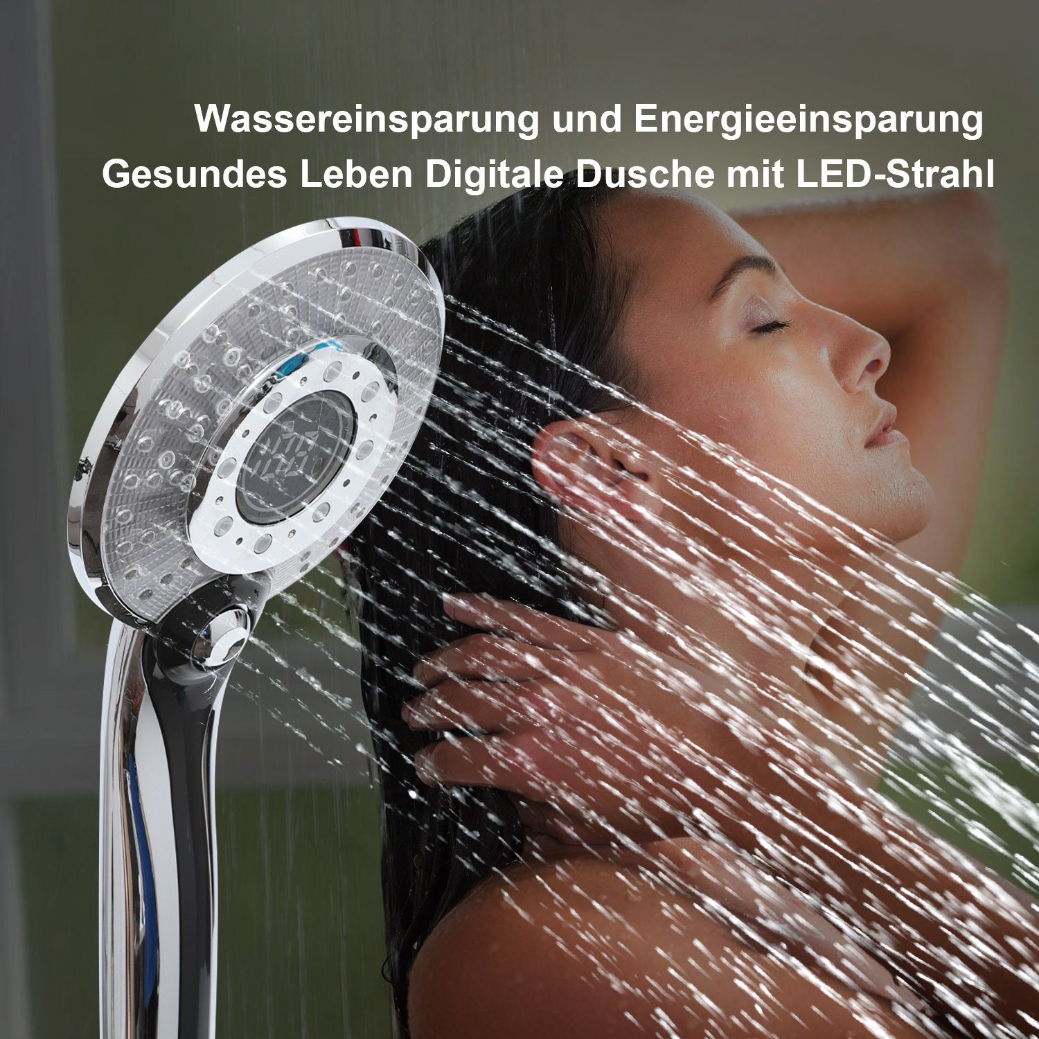 Kpaloft Handbrause, LED Temperaturanzeige Dusche 3 Lichtfarben Wassersparend