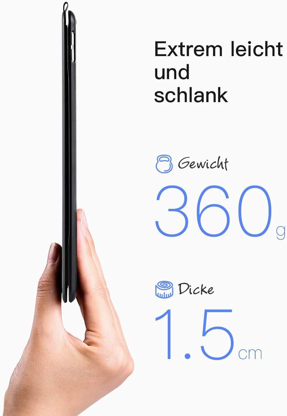 Inateck Ultraleichte Tastatur Hülle für 10,2 Zoll iPad 9/8/7 Gen iPad-Tastatur
