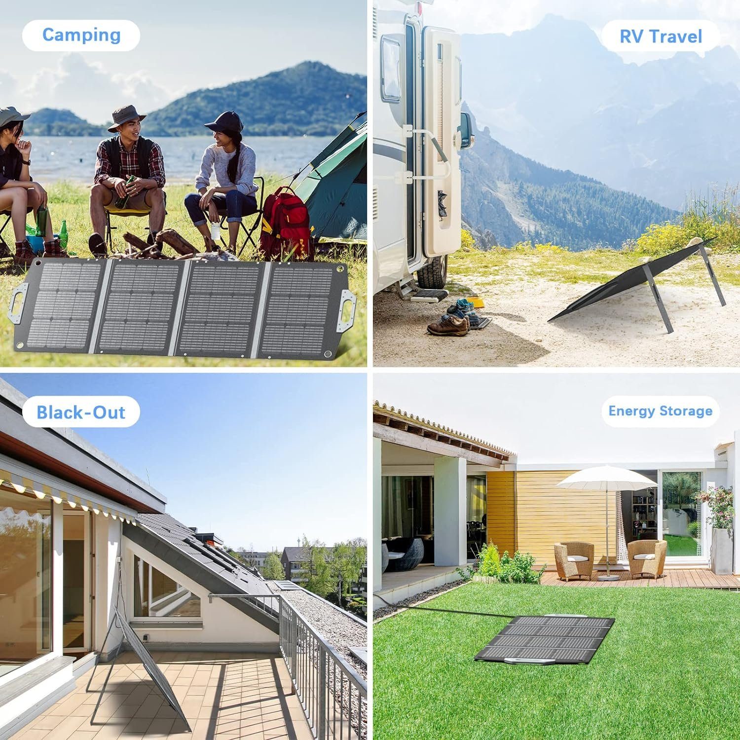 Daskoo Solaranlage Tragbar Solarpanels Faltbar Solarmodul Monokristallin, 120,00 W, mit Laderegler PV Modul Solaranlage für Camping Garten Wohnwagen