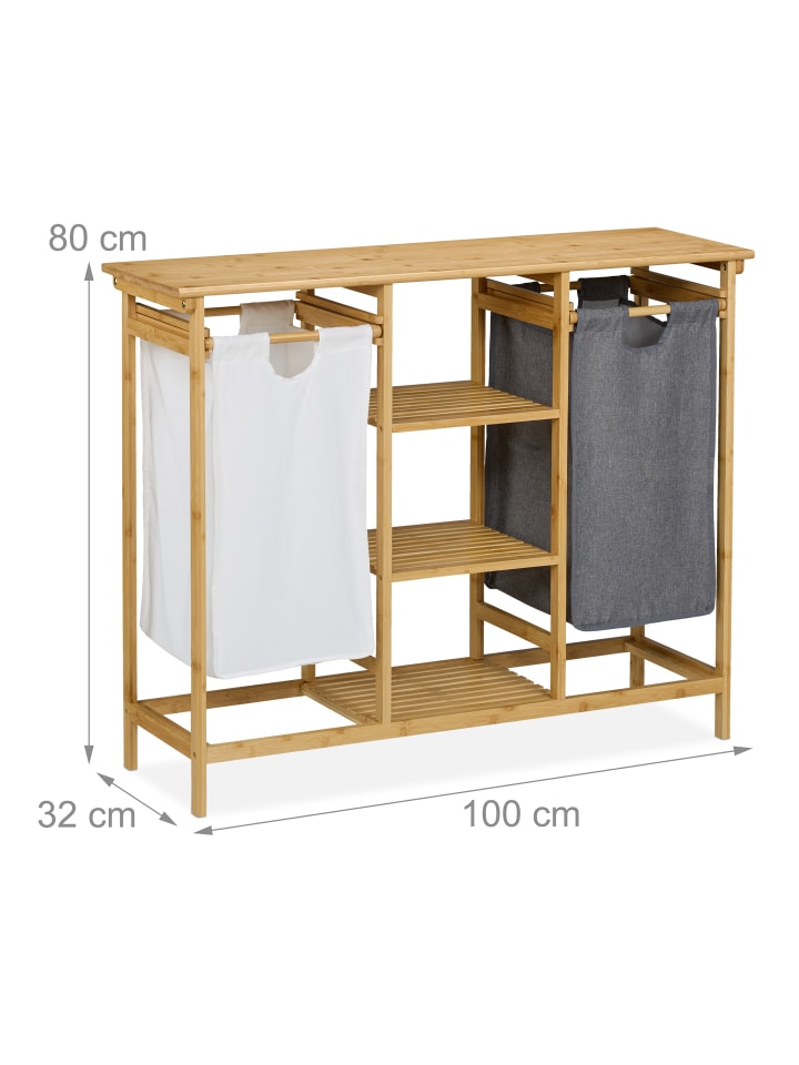 relaxdays Wäschekorbregal in Mehrfarbig - (B)100 x (H)80 x (T)32 cm günstig kaufen onesize