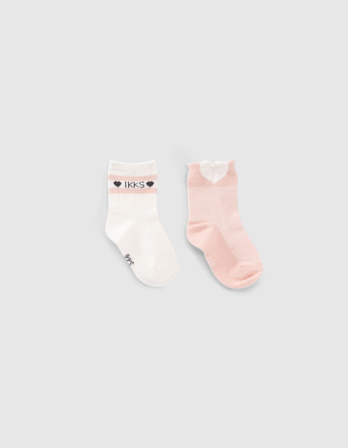 Chaussettes écrues et roses bébé fille