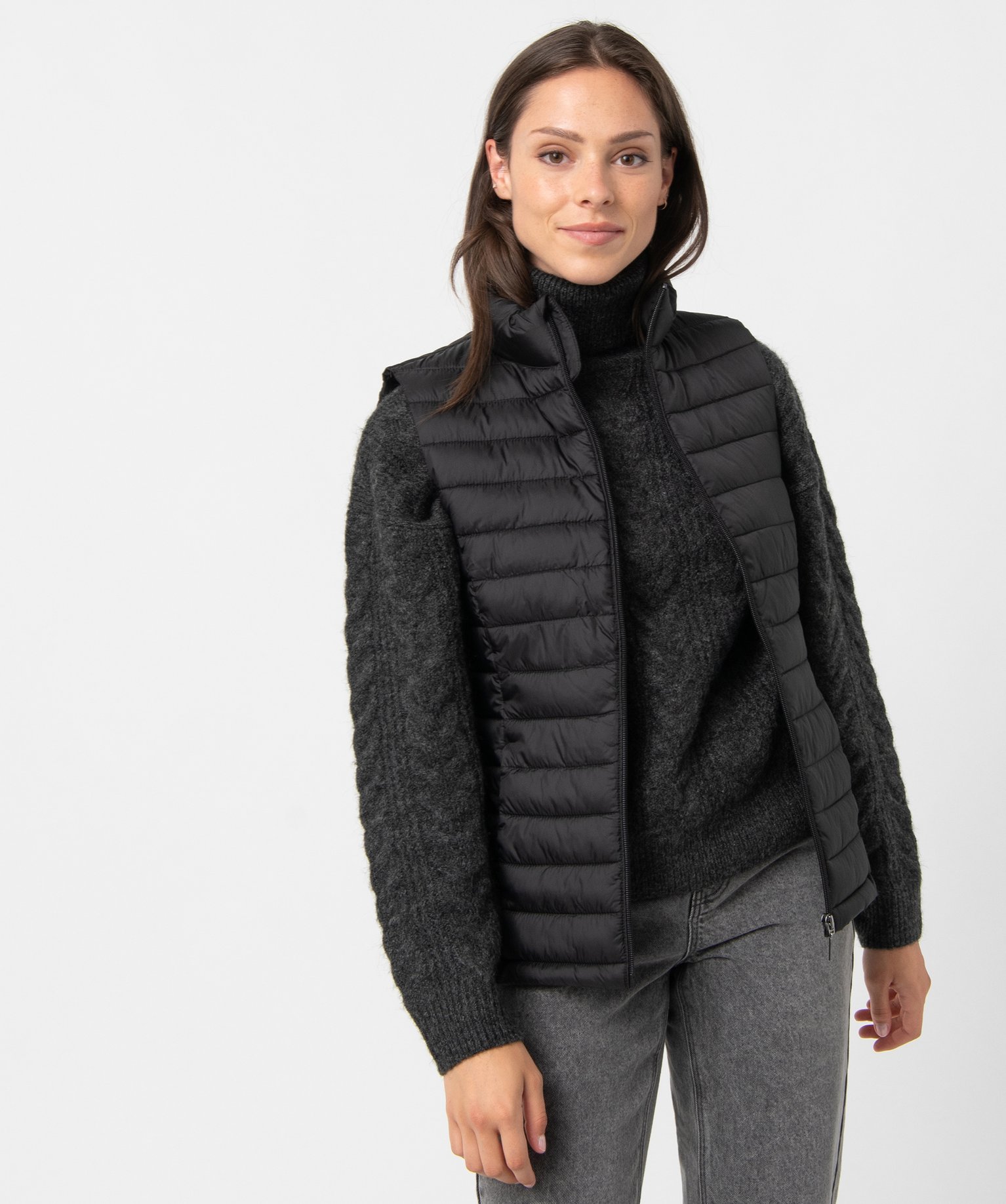 Doudoune sans manches avec col montant femme noir | GEMO