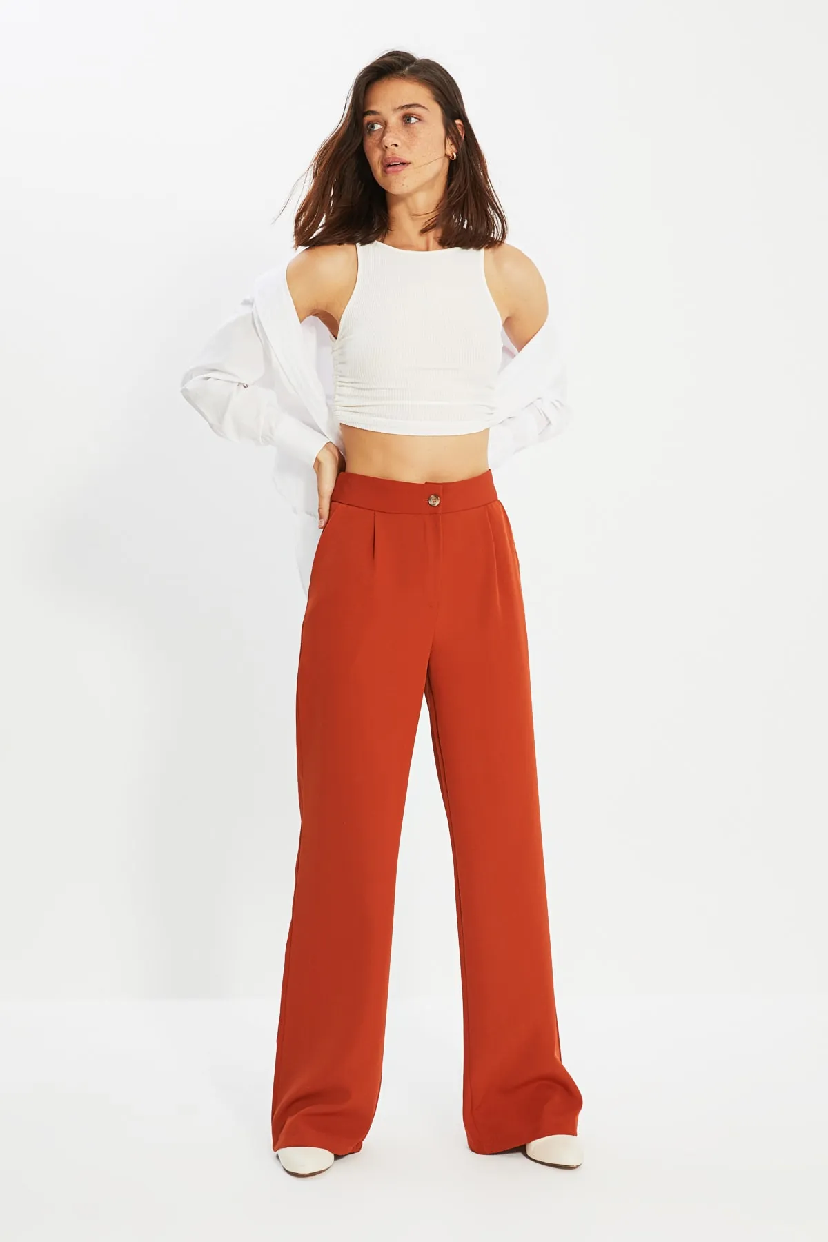 Trendyol Collection  Tile Wide Leg/Wide Leg Woven Hose TWOAW22PL0139