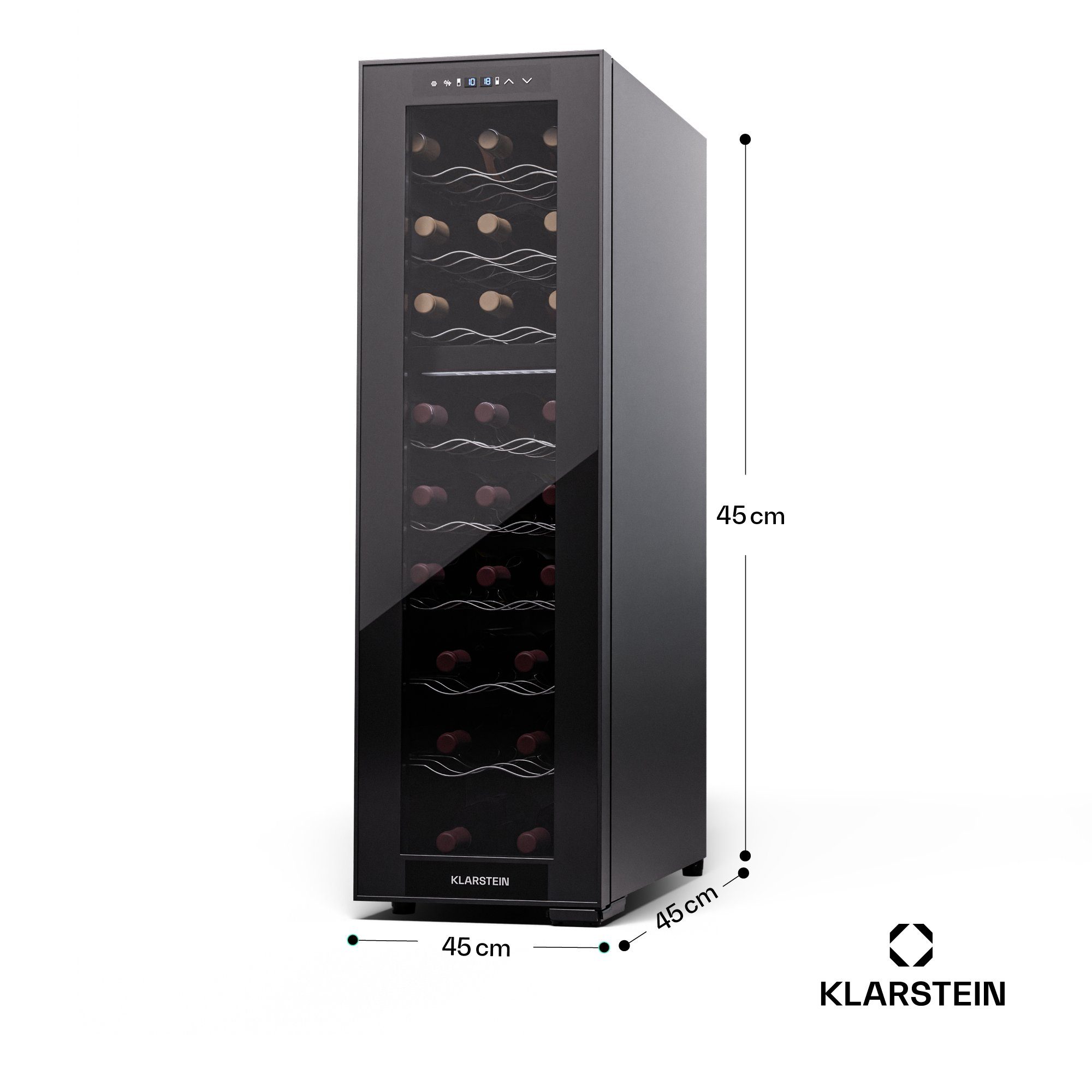 Klarstein Weinkühlschrank Shiraz 24 Duo, für 24 Standardflaschen á 0,75l,Wein Flaschenkühlschrank Weintemperierschrank Weinschrank Kühlschrank