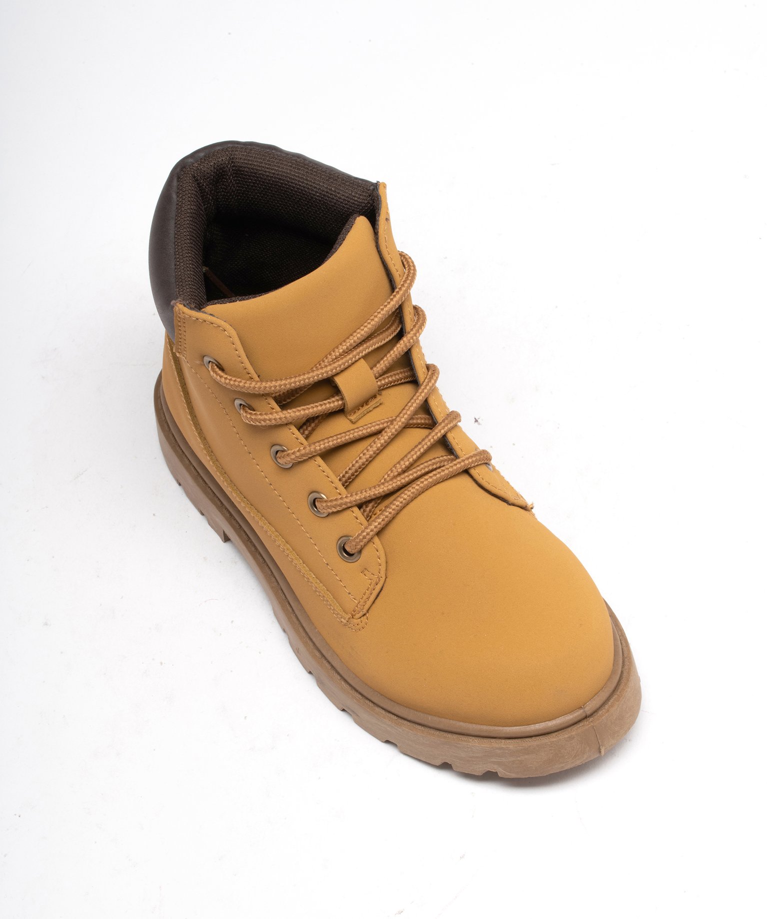 Boots Garçon montantes dessus uni à lacets du 31 au 35 camel | GEMO