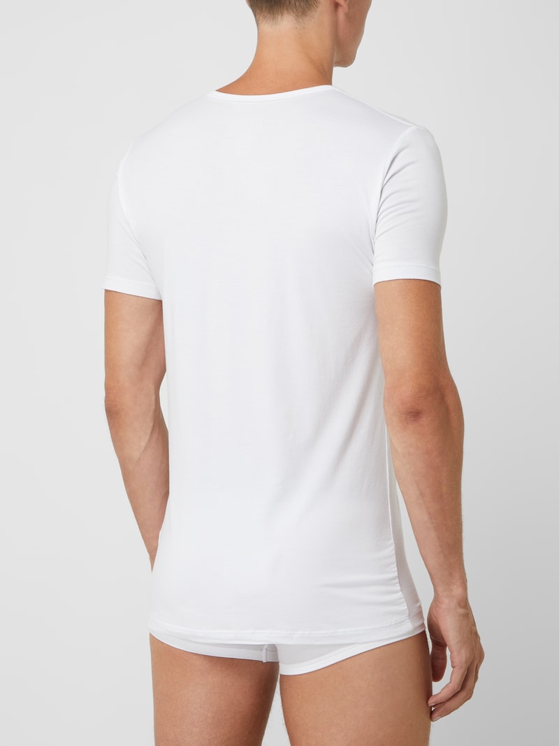 T-Shirt mit Stretch-Anteil im 2er-Pack in weiß