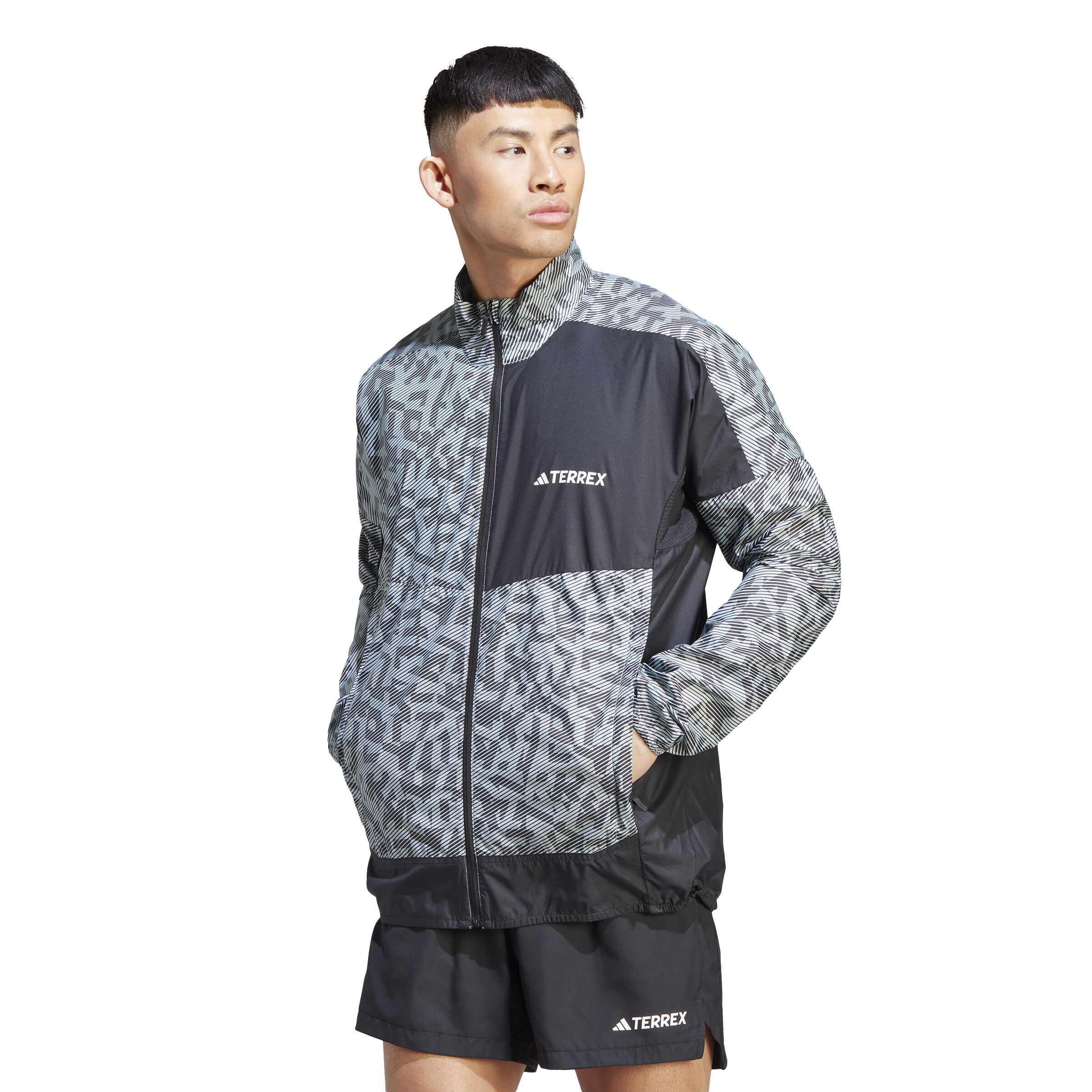 Terrex Trail Wind Laufjacke Herren - Grau, Schwarz