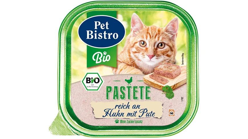 Pet Bistro Bio Katzennassfutter - Pastete reich an Huhn mit Pute 100 g