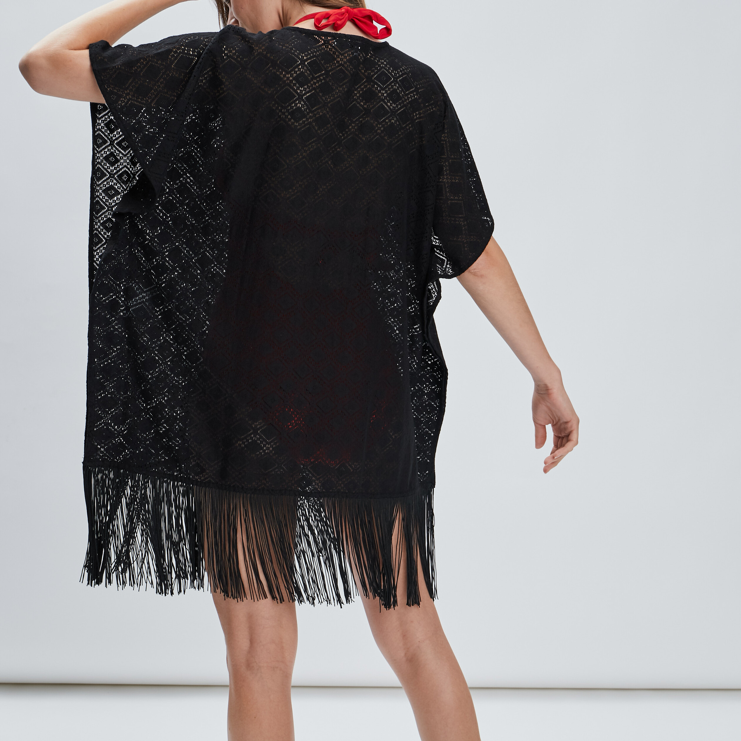 Robe de plage à franges noir femme | La Halle