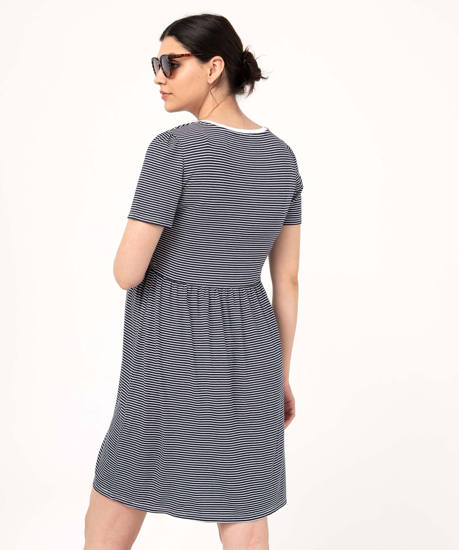 Robe d'allaitement rayée à manches courtes ouverture discr... bleu | GEMO
