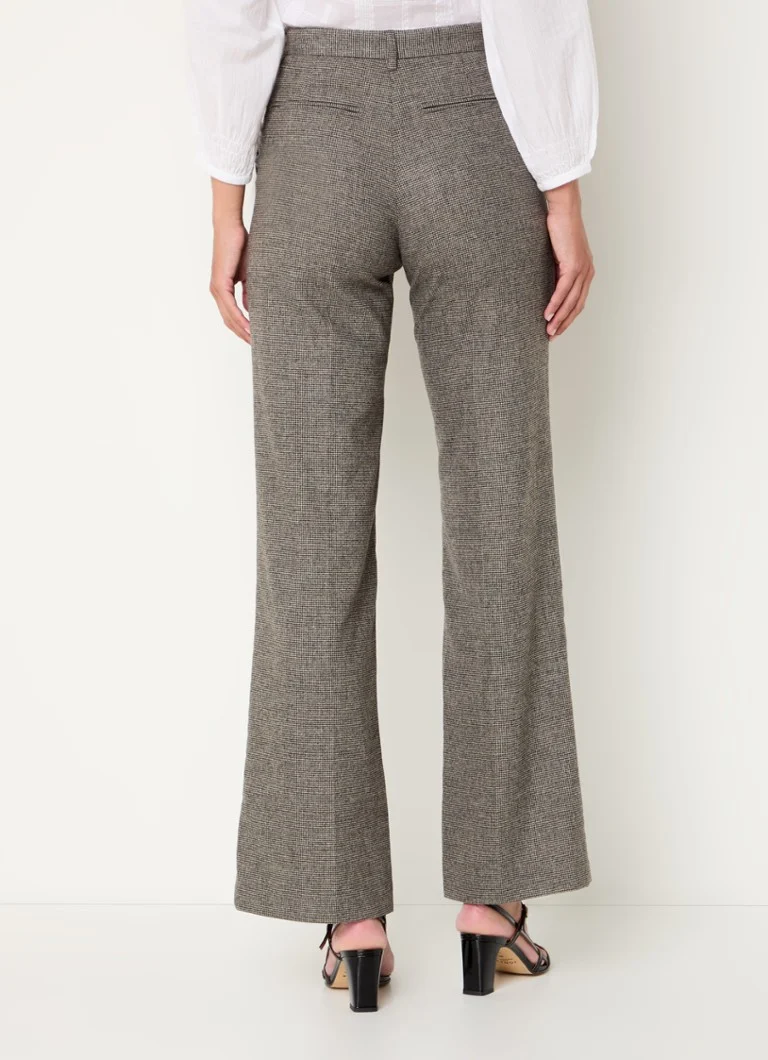 Gerard Darel Dali high waist wide fit trousers in wool blend with houndstooth design