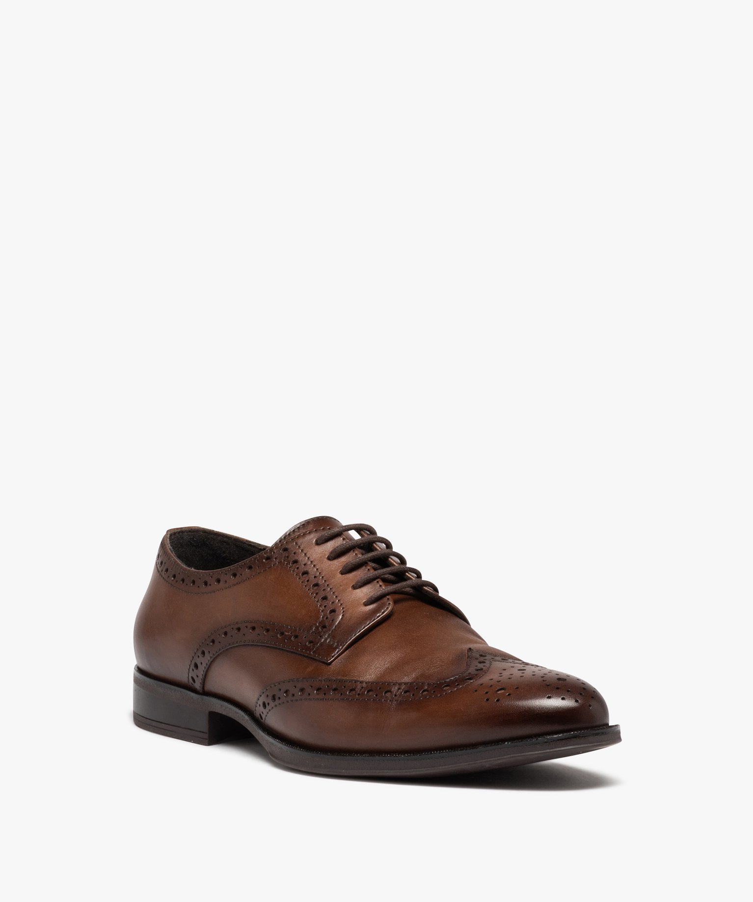 Derbies homme dessus en cuir uni à bout fleuri - Taneo marron | GEMO