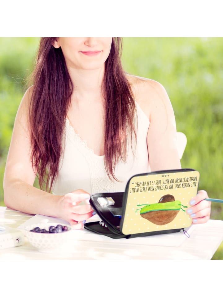 Mr. & Mrs. Panda Federmappe Avocado Yoga mit Spruch in Gelb Pastell günstig kaufen onesize