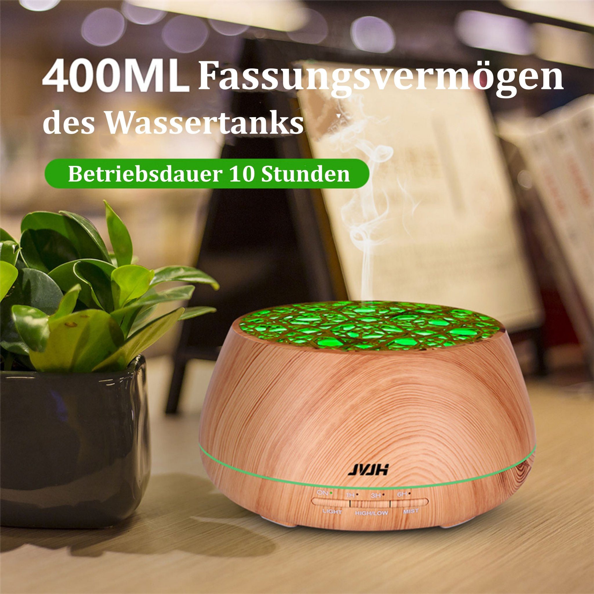 CkeyiN Diffuser Luftbefeuchter 400 ml Ultraschall-Nebelbefeuchter, 0,40 l Wassertank, mit Timing-Funktion, für 35m² Räume