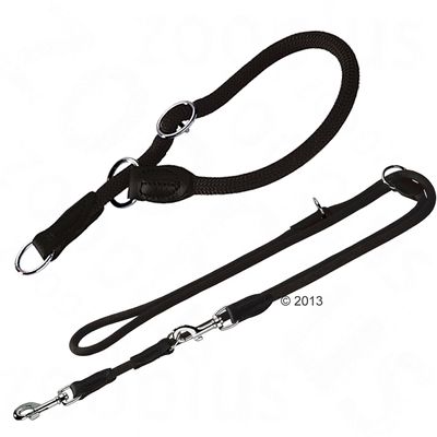 HUNTER Freestyle Set: Halsband + Hundeleine, schwarz