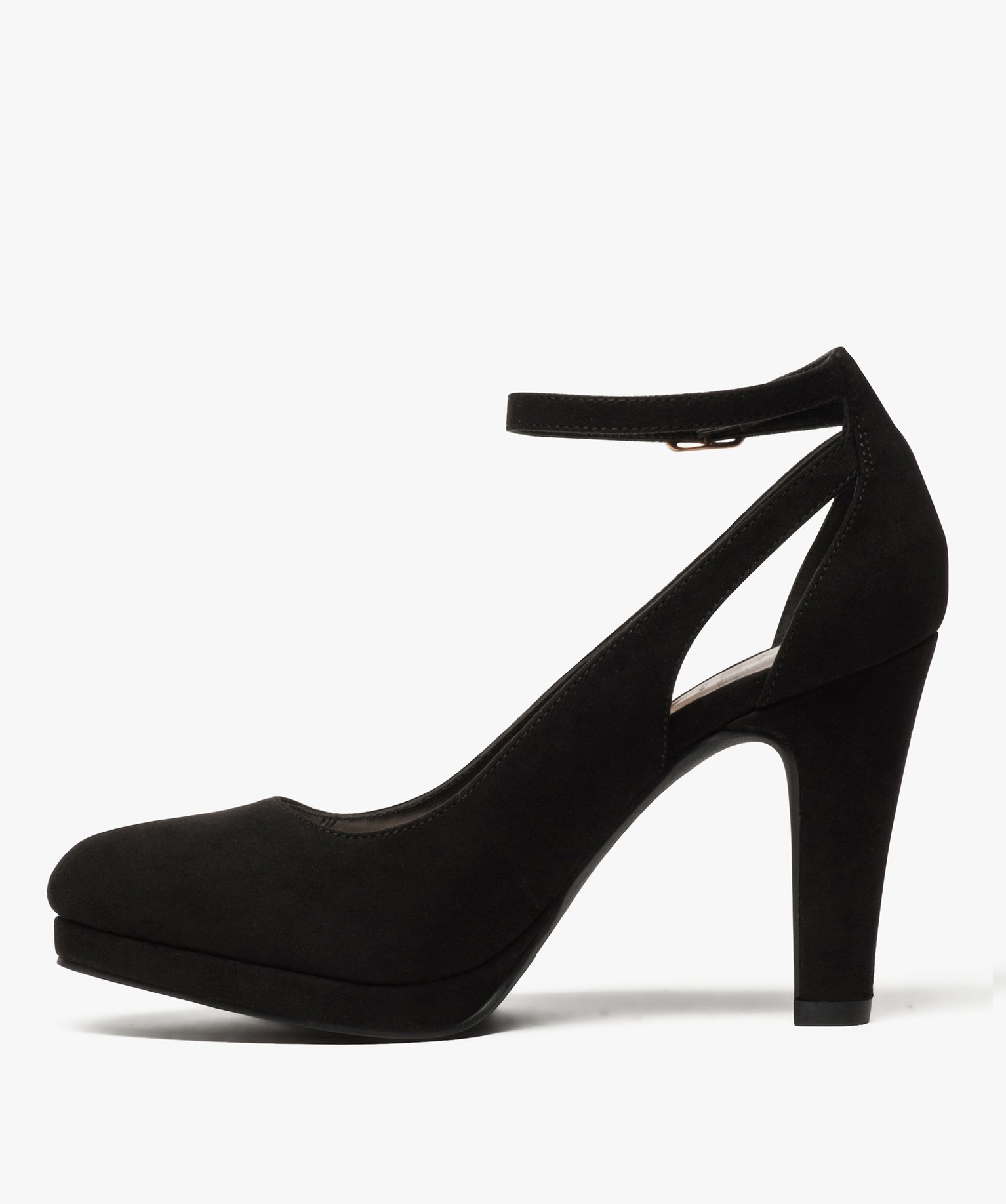 Escarpins femme unis à semelle plateforme et bride cheville noir | GEMO