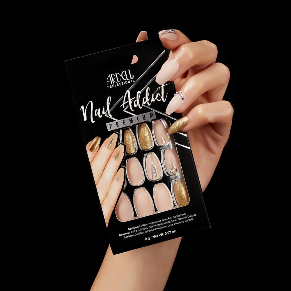 Ardell Nail Addict Nude Jeweled Faux-ongles prêt à poser Ardell avec accessoires