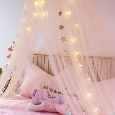 Zeaicos Moskitonetz Chiffon Betthimmel, Kinderzimmer Insektenschutz Baldachin Deko
