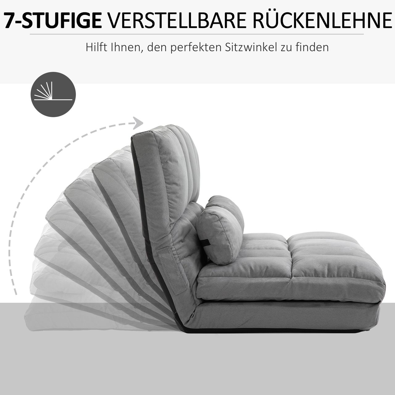 Better Home 2 in 1 Bodensofa Bodenstuhl Bodensessel Bett mit Rückenlehne Verstellbar Grau