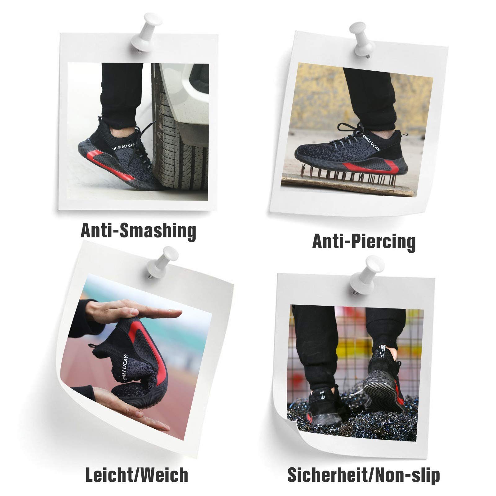 Home & Joy Sicherheitsschuh (durchtrittsicher, antistatisch, bequem, leicht, rutschfest, atmungsaktiv) S1 / S1P Arbeitsschuhe Stahlkappenschuhe Arbeitsschuhe Berufsschuhe