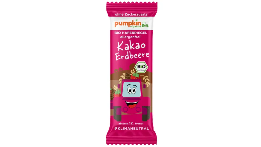 pumpkin organics Bio Haferriegel mit Kakao & Erdbeere 20 g