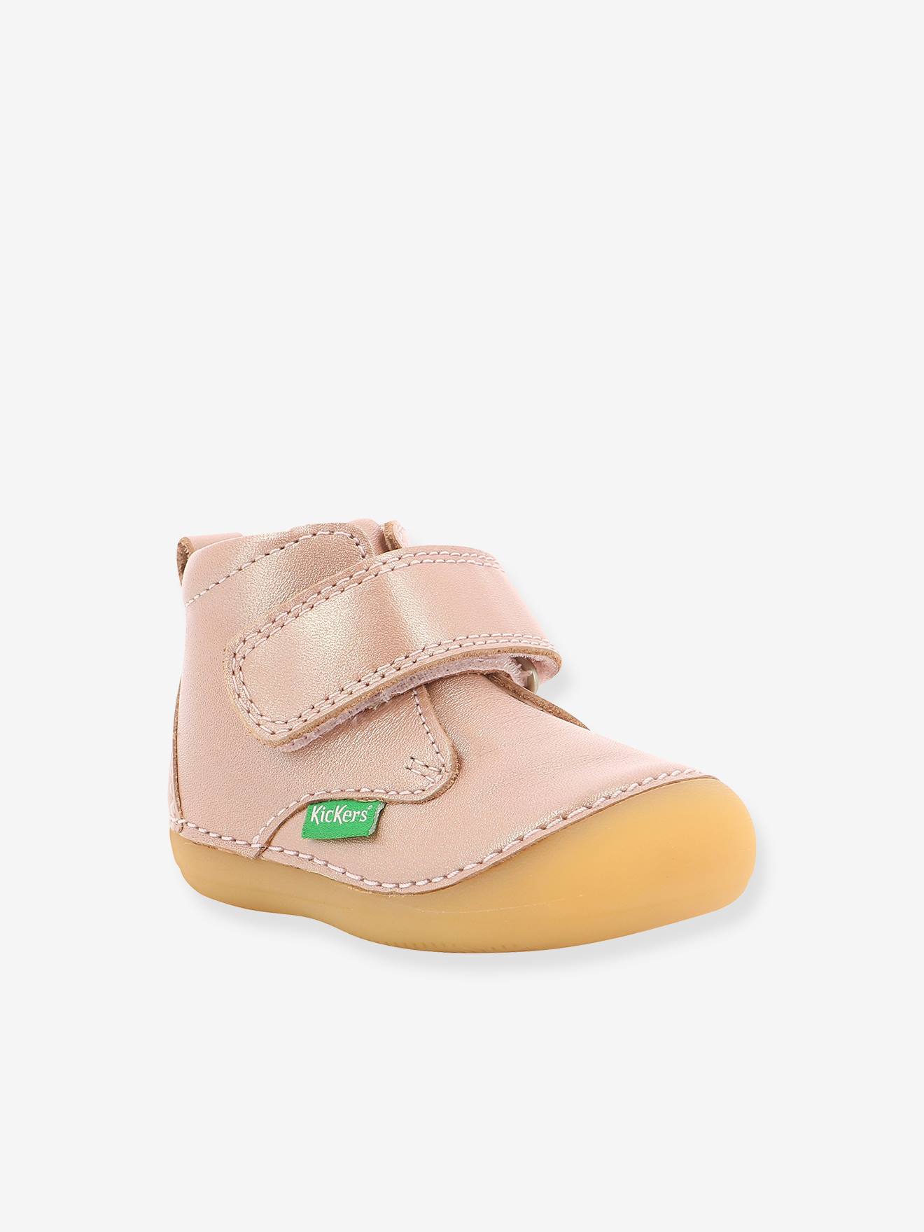 Bottillons cuir bébé fille Sabio KICKERS® 1ers pas rose imprimé