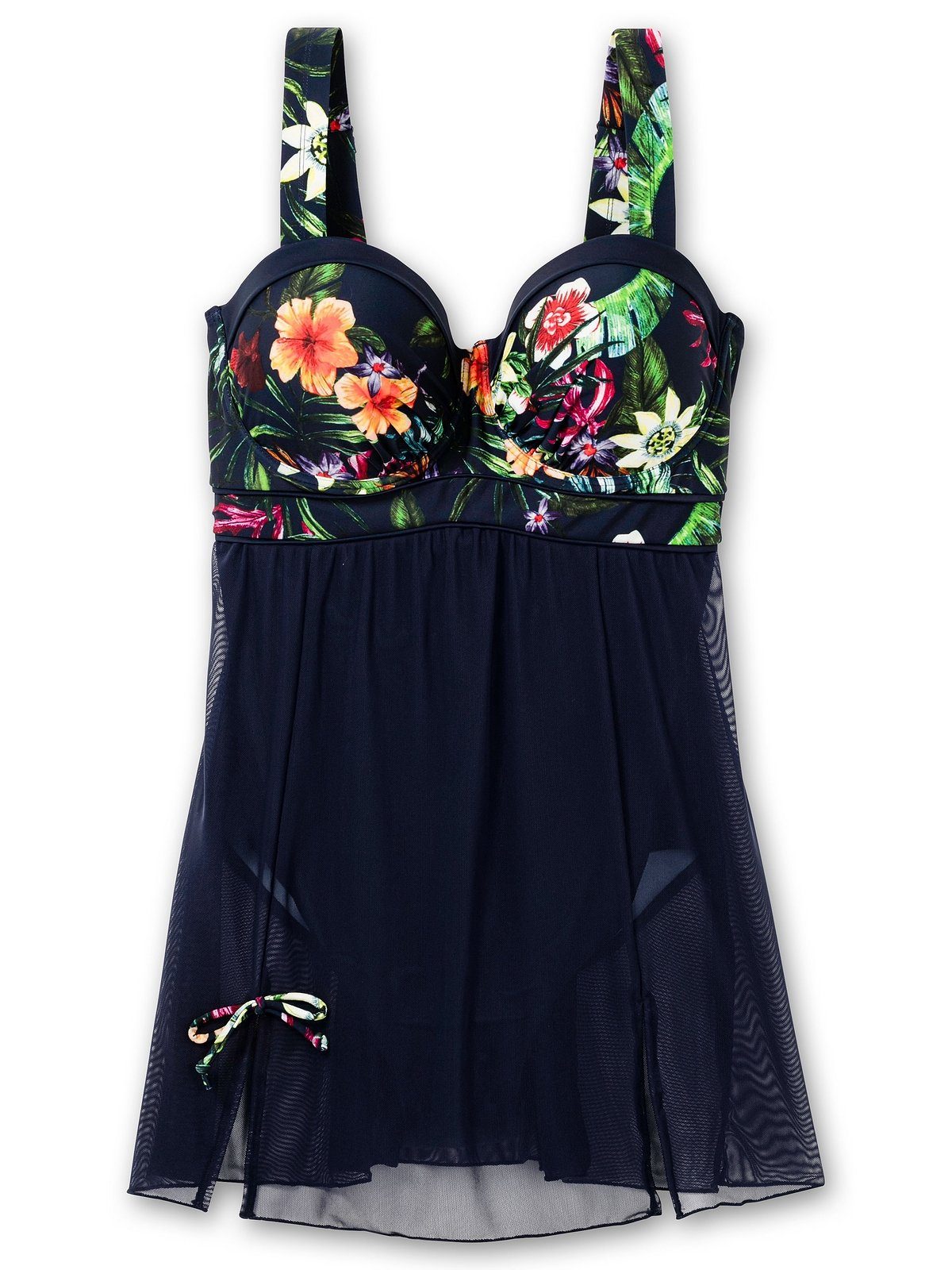 sheego by Joe Browns Badekleid Große Größen mit Hose und transparentem Mesh-Rockteil