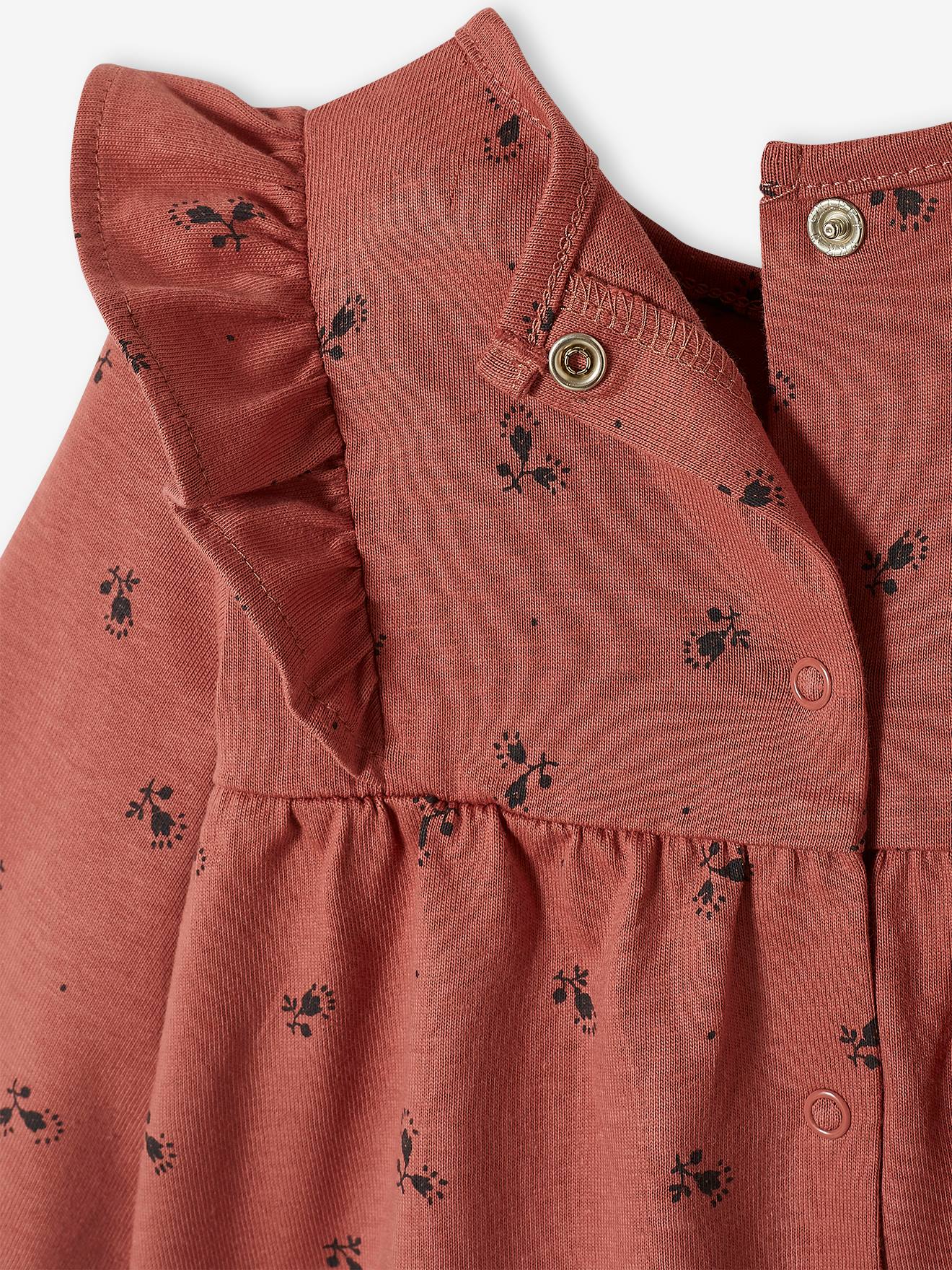 Robe à volants bébé en jersey BASICS rose poudré
